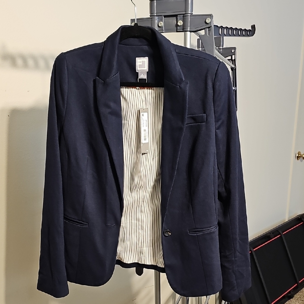 Navy Blazer with Striped Lining